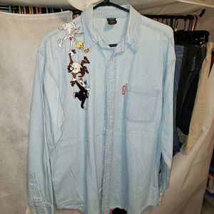 Vintage 90s Looney Tunes lg Embroidered Dress Shirt Price Final